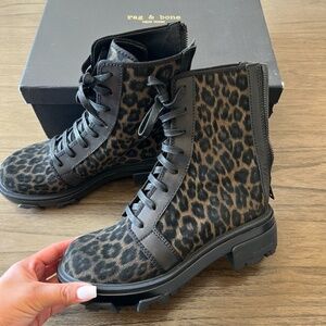 EU 38.5 US 8.5 Rag and Bone New York " Shaye Hiker" Boot Cheetah Print